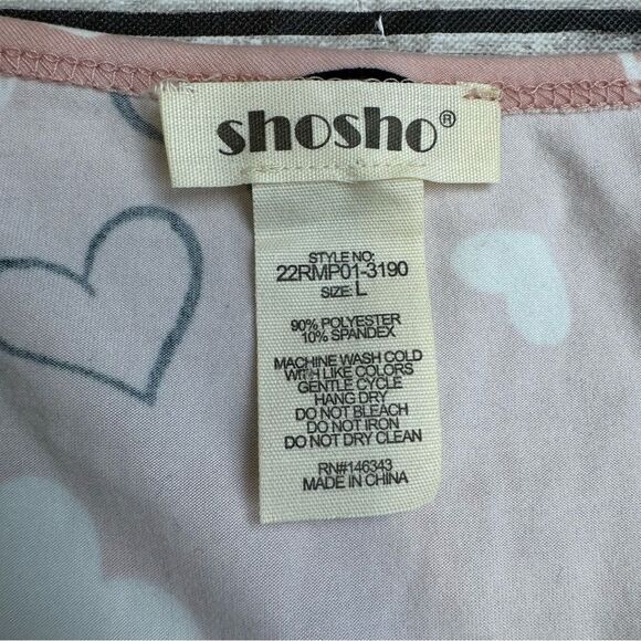 shosho Women's Loungewear Romper Pink White Black Hearts L LG Large Booty Shorts - Picture 6 of 10